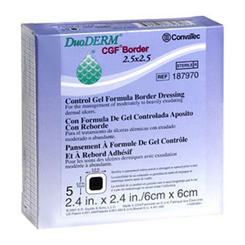Duoderm Border Cgf Sterile Dressing, Square, Size : 2.5 Inches X 2.5 Inches - 5 Ea